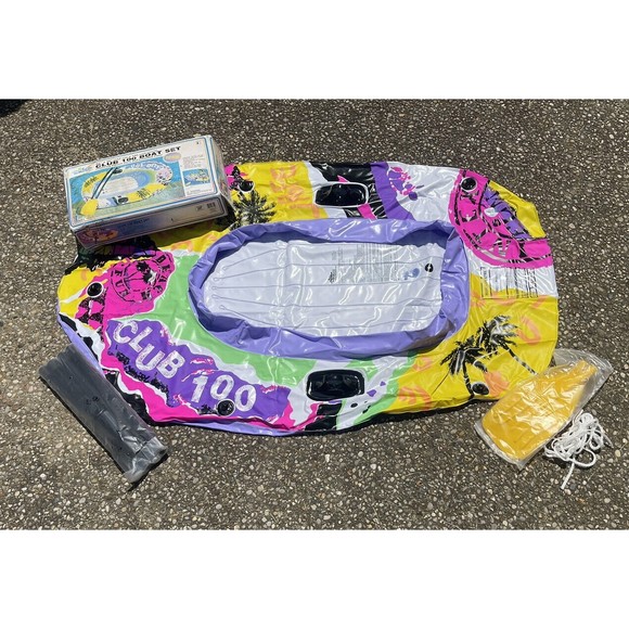 1999 Intex “The Wet Set” Inflatable Boat Set Club 100 w/ Oars 62x40in NEW n BOX - Picture 1 of 13